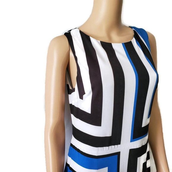 Maggy London Womens Stripe Printed Sleeveless Sheath Jersey Midi Dress Sz 10 NWT - Picture 7 of 14